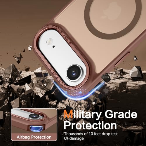 Image of YINLAI for iPhone Air Case 6.5-inch,Magnetic Compatible with MagSafe, Slim Matte Anti-Fingerprint, Shockproof Full Body Military Grade Protection for iPhone Air Cover, Brown