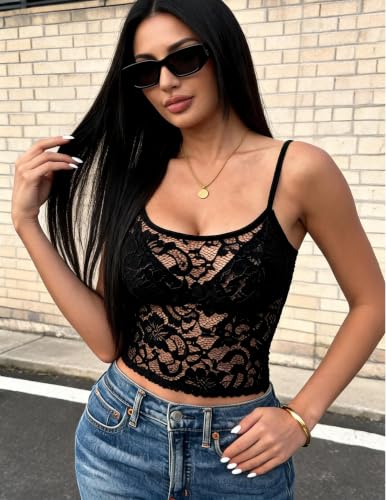 Image of Avidlove Bralettes for Women Lace Spaghetti Strap Camisole Y2k Crop Tops Going Out Tank Tops