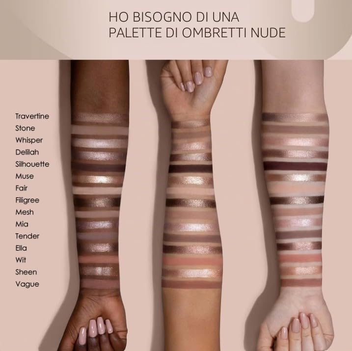 NATASHA DENONA Bella, 15 palette di ombretti originali I NEED A PALETTE (I NEED A NUDE EYESHADOW PALETTE, 16,7 g (1 confezione)