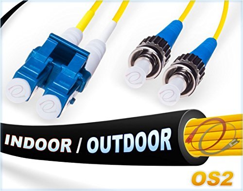 FCD 5M OS2 LC ST Fiber Optic Cable | Indoor/Outdoor Duplex 9/125 LC to ST Singlemode Jumper 5 Meter (16.40ft) | Length Options: 0.5M-300M | smf lc-st dx Single-Mode in/Outdoor Black
