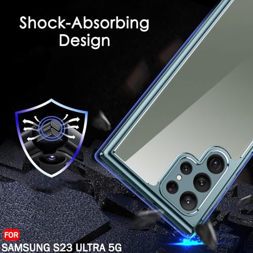 Image of TheGiftKart Ultra-Hybrid Shockproof Back Cover Case for Samsung Galaxy S23 Ultra 5G | Camera Protection Bump | Hard Cover Case for Samsung S23 Ultra (PC & TPU, Crystal Clear Back, Light Green Sides)
