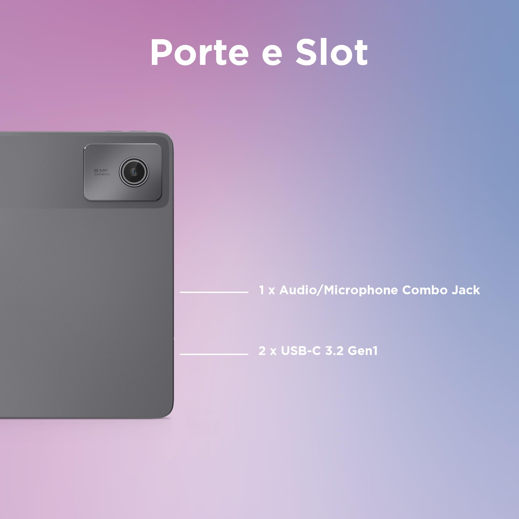 Lenovo Duet Chromebook 11" FHD+ MediaTek Kompanio 838 8GB RAM 128GB Touch Chrome OS Folio Stand Tastiera Luna Grey