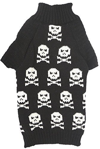 Black Fashion Pet Halloween Costume Clothes Skull Dog Sweater for Dogs, Large (L) Size