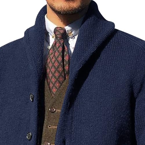 Shawl Collar Sweater for Men Solid Color Long Sleeve Knitted Cardigan Button Down Open Front Sweaters Cardigans2