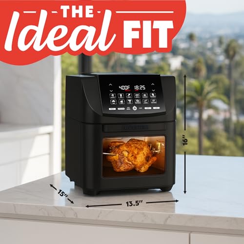 Gourmia Air Fryer - 14 Qt All-in-One Oven with Rotisserie, Digital Display with 12 Presets, Roast, Bake, Broil, Dehydrate, Dishwasher Safe Accessories, Black - Image 3