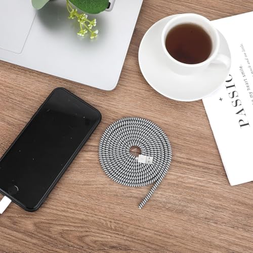 Image of Spiral Cable Protector,Data Cable Protective Sleeve,Chargers Cable Protector Headphone Saver, Charger Protective Cover for Phone USB Prevent pet bites The Cable Protector (Black-Pack Of -1)