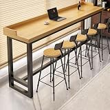 toriba バーカウンターテーブル ハイテーブル 耐荷重250kg 2.5cm極厚天板 補強ロッド付き 口字型スチール脚 バーカウンター 省スペース スリム PCデスク カフェ レストラン バー 100cm-200cm 組立簡単 (...