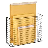 mDesign Metal Wire Farmhouse Wall Mount Magazine Holder, Storage Organizer - Space Saving Compact Rack for Magazines, Books, Newspapers, Tablets in Entryway, Mudroom, Living Room, Office - Bronze