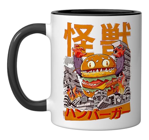 Kaiju Burger Japanese Anime Monster Hamburger Cheeseburger Ceramic Mug,...
