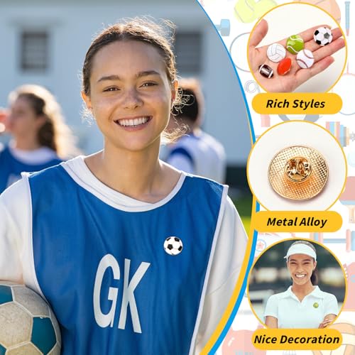 Image of SANNIX 60Pcs Sports Ball Lapel Pins, Bulk Baseball Basketball Soccer Football Volleyball Tennis Enamel Pins Sports Brooches for Backpacks Clothes Bags Hats Accessories