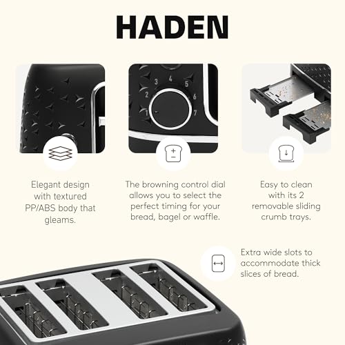 Image of Haden Starbeck 2 Slice Wide Slot Stainless Steel Toaster, Steel & Copper