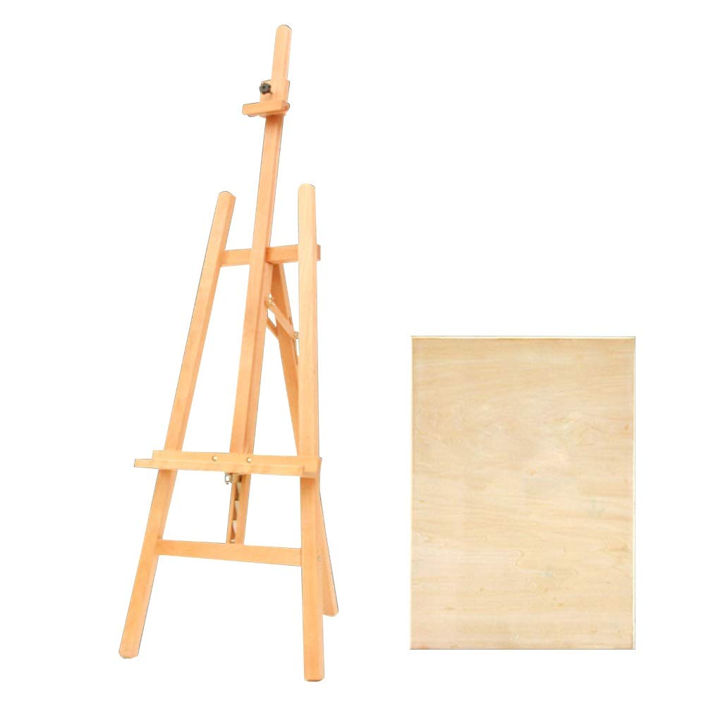 WDSOPK Beechwood Advertising Display Stand Whiteboard Easels for Painting Picture Frames(Wood Color Easel+4K drawing board)