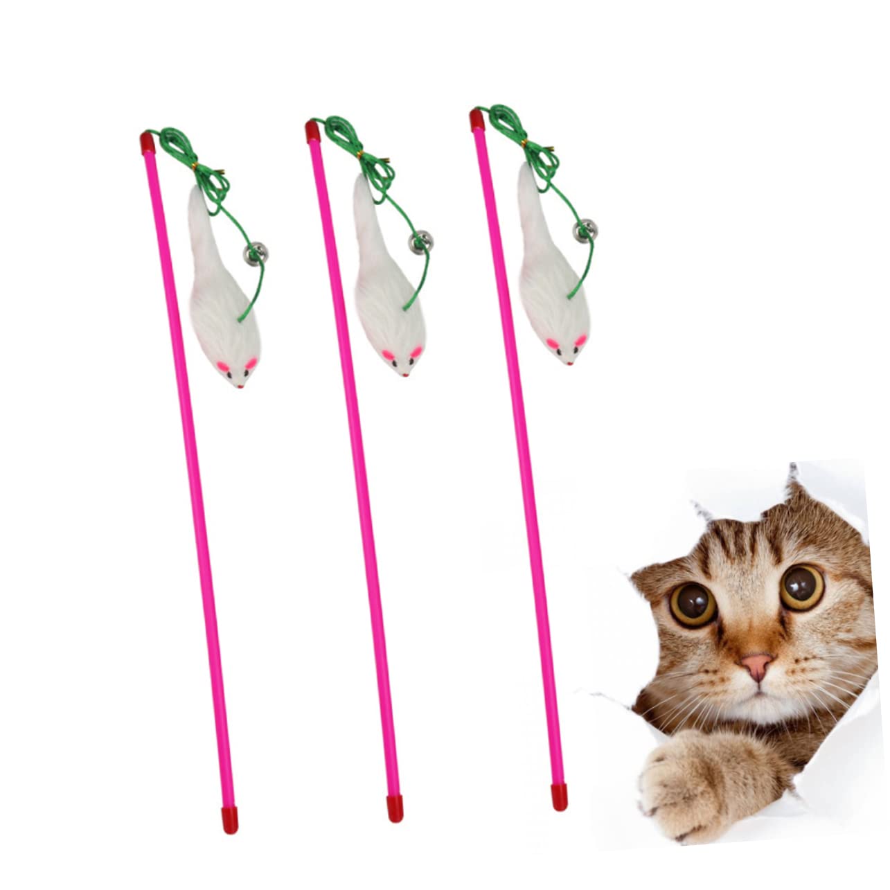 Mipcase 15stücke Teiliges Katzen-Spielzeug Interaktive Plüsch- Mit Teaser-stab Fördert Aktive Spielzeit Und Stärkt Die Bindung Zu Ihrem Haustier Farben Zufällig