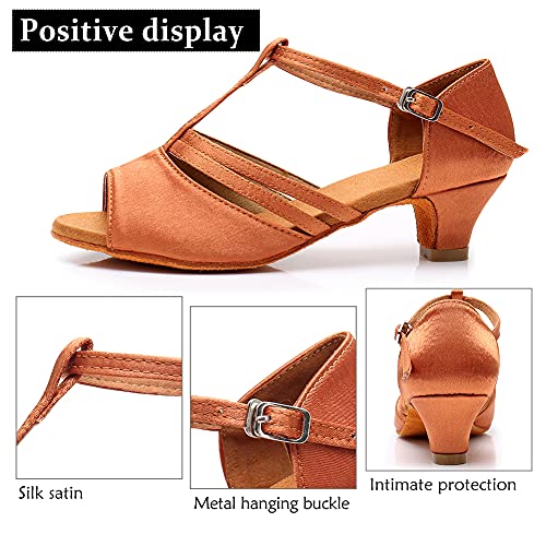 DKZSYIM Women's Satin Latin Dance Shoes Professional Ballroom Salsa Practice Performance Dancing Shoes,Model XGG-Women2
