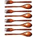 8 Stück Holz Besteck, Holzgabel, Wooden Spoon, Holzlöffel, Holz Küchenutensilien, Mehrweg Natürlich Hölzern Löffel Gabel Set, für Party, Bankett, Buffet, Catering, Alltag, Braun