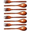 8 stuks houten bestek, houten vork, houten lepel, houten keukengerei, herbruikbare natuurlijke houten lepel, vork set…
