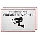 Produktbild HAGEFOL® Schild Videoüberwachung, 2er Set, (30x20 cm - groß) mit DSGVO Hinweis, inkl. 4 Bohrlöcher, Kamera Warnhinweis für Überwachungskamera oder Kamera Attrappe (Aluminium gebürstet)