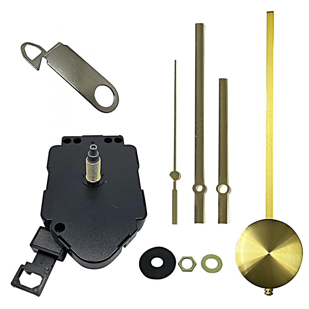 Dans Clock Shop Gold Complete Quartz Ticking Replacement Pendulum Clock Movement Mechanism Motor Parts Diy Repair (130Mm Hands)
