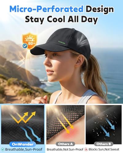 Image of Lightweight Golf Hat for Women Men, UPF 80+ Sun Protection Cap, Breathable Quick-Dry Baseball Cap for Running Sport