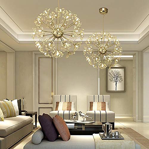 SUARIA Lustre moderno de 24 luzes Dente-de-leão Sputnik Moderno Acabamento de Metal Cromado Durante