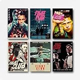 Generisch A Set Of 6 Fight Poster Club 90s Movie Film Retro 