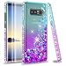 Galaxy Note 8 case with 3D PET Screen Protector [2 Pack] for Girls Women, LeYi Glitter Bling Sparkle Liquid Quicksand Flowing Clear Phone Case for Samsung Galaxy Note 8 ZX Teal/Purple