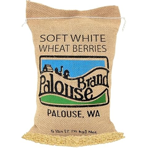 Certified Glyphosate Residue Free Soft White Wheat Berries | 5 LBS | Family Farmed in Washington State | 100% Desiccant Free | Non-GMO Project Verified | 100% Non-Irradiated | Kosher | Field Traced | Burlap Bag Cover