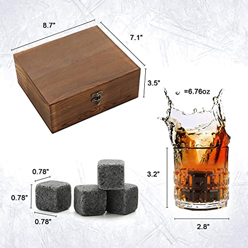 YFQHDD Set De Cadeau De Lunettes, Sac De Velours pour Boire du Whisky Écossais Ou du Gin, Une Boîte en Bois Présente pour l'anniversaire - Image 3