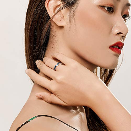 Starry Sky Moon Star Open Statement Ring S925 Sterling Silver Blue Universe Waves Stacking Engagement Wedding Rings Finger Band for Women2