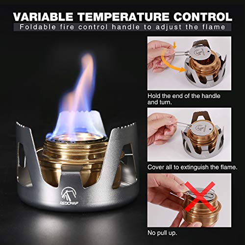 Redcamp Mini Alcohol Stove For Backpacking, Lightweight Brass Spirit Burner With Aluminium Stand For Camping Hiking, Silver #TOP4