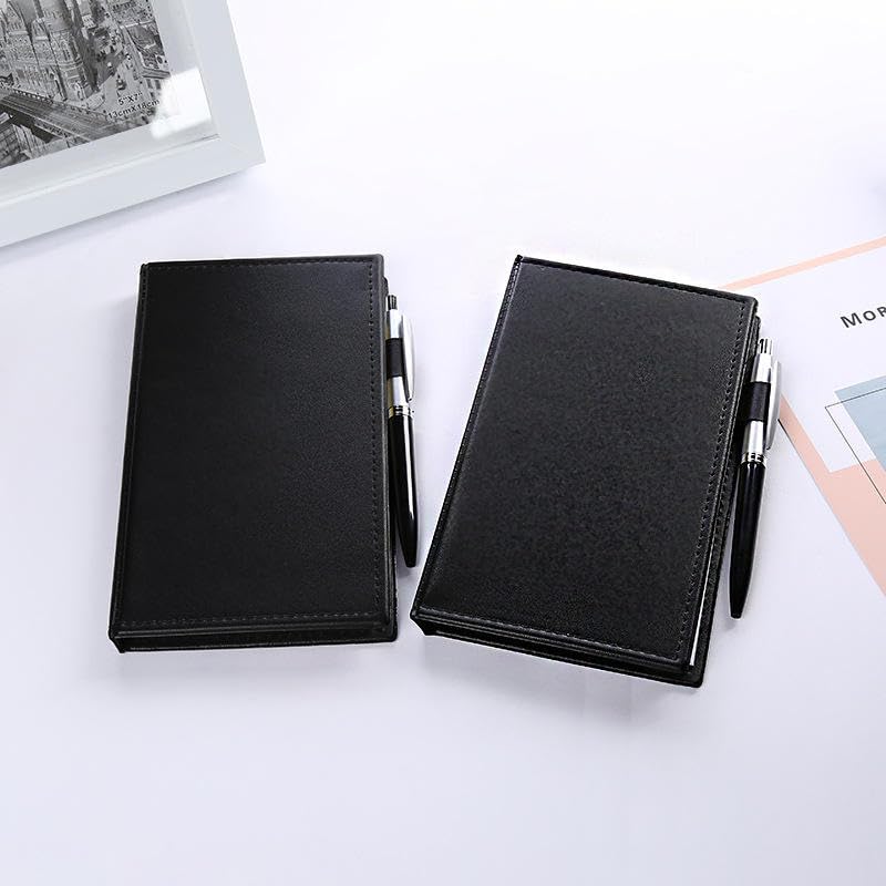 Image of AccuPrints Premium Leather Note Pad /Memo Book | Size 19 x 11 cm | with Sticky Notes & Clip Holder with Pen for Gifting Multi Size Sticky Notes Diary Style