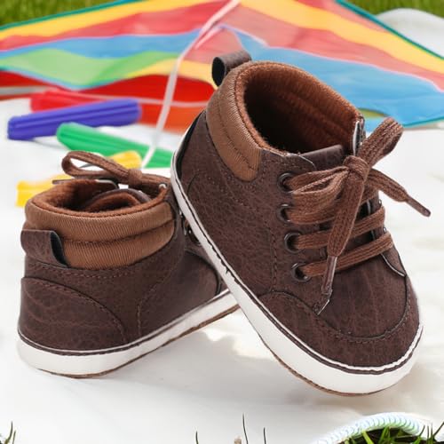 Image of CENCIRILY Baby Boys Girls High Top Sneakers Soft Soles Anti Skid Infant Ankle Shoes Toddler Prewalker First Walking Crib Shoes