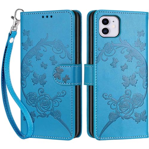 Étui iPhone 11 6,1 cuir synthétique fleur antichoc avec fentes - 3