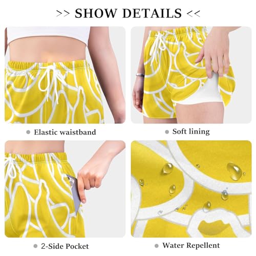 Shorts com bolsos banana amarela shorts de moletom femininos casuais leves e soltos para golfe, Bana
