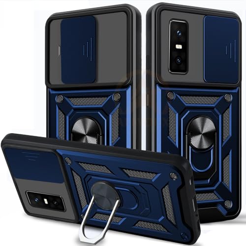 Image of Armor Bumper Back Cover Case for Infinix GT 30 Pro 5G | Rotating Camera Cover, Ring Holder & Kickstand | Heavy Duty & 360 Degree Protection Infinix GT 30 Pro 5G Back Cover (Blue)