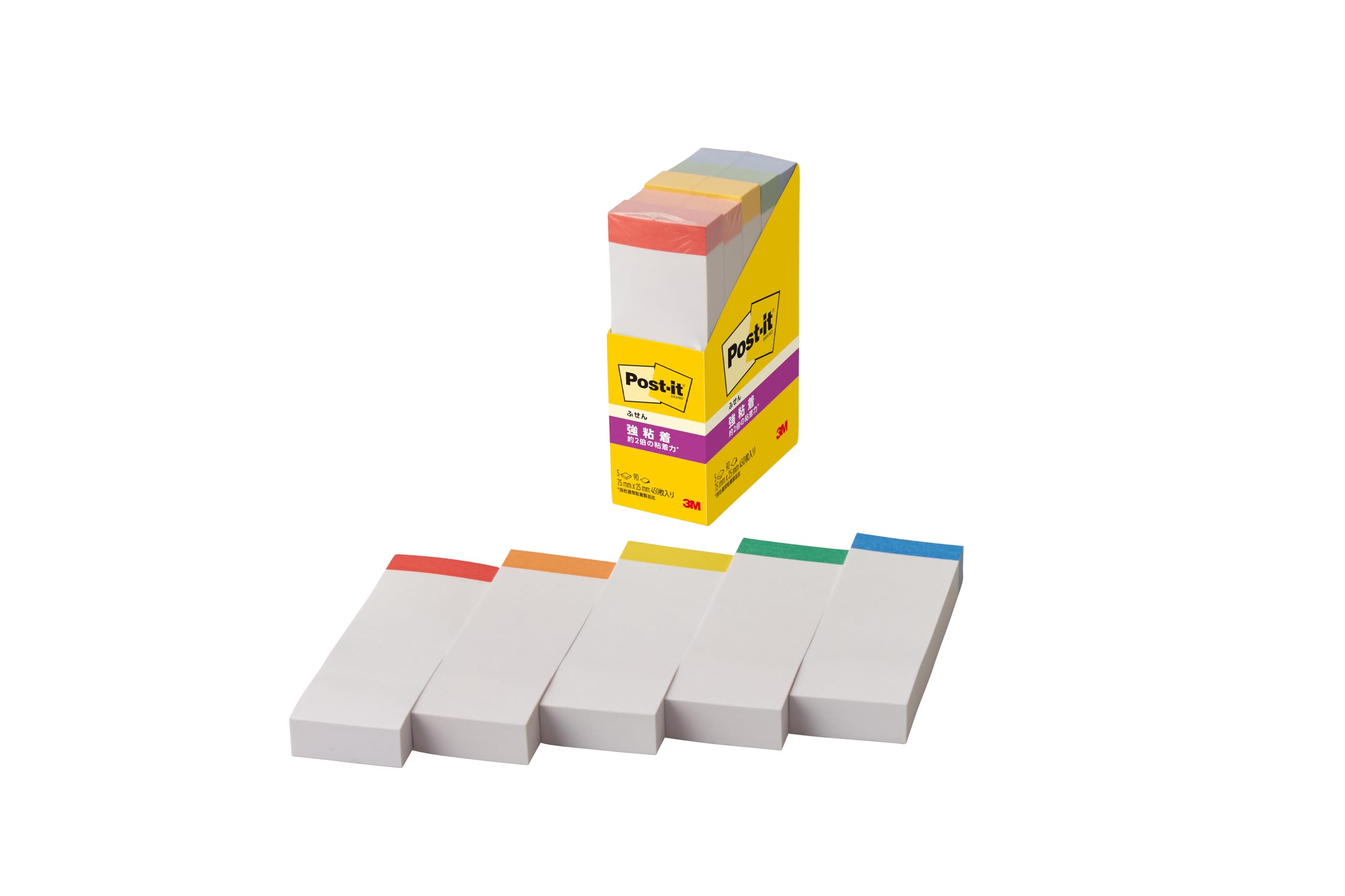 Post-It, stark haftende Hülle, 75 x 25 mm, Regenbogenfarben
