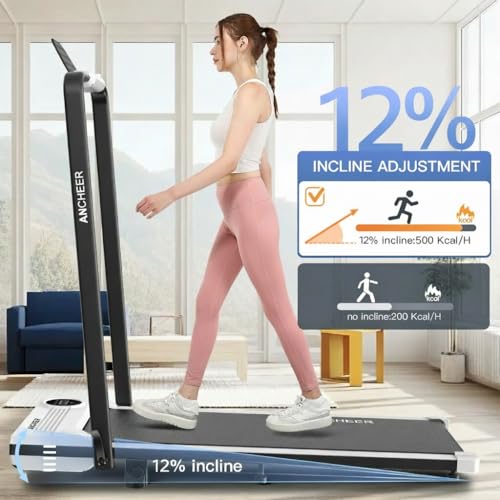 Image of Foldable Treadmill with Incline-Walking Pad with Handle Bar-Portable Walking Pad Treadmill 350+ lb Capacity-Under Desk Treadmills, 4 in 1 Running Machine LED Display /Dual Control