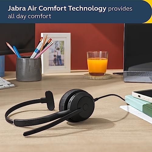 Image of Jabra Evolve2 50 Wired Mono Headset - with AirComfort Technology, Noise-Cancelling Mics & Active Noise Cancellation - MS Teams Certified, Works with All Other Platforms - Black