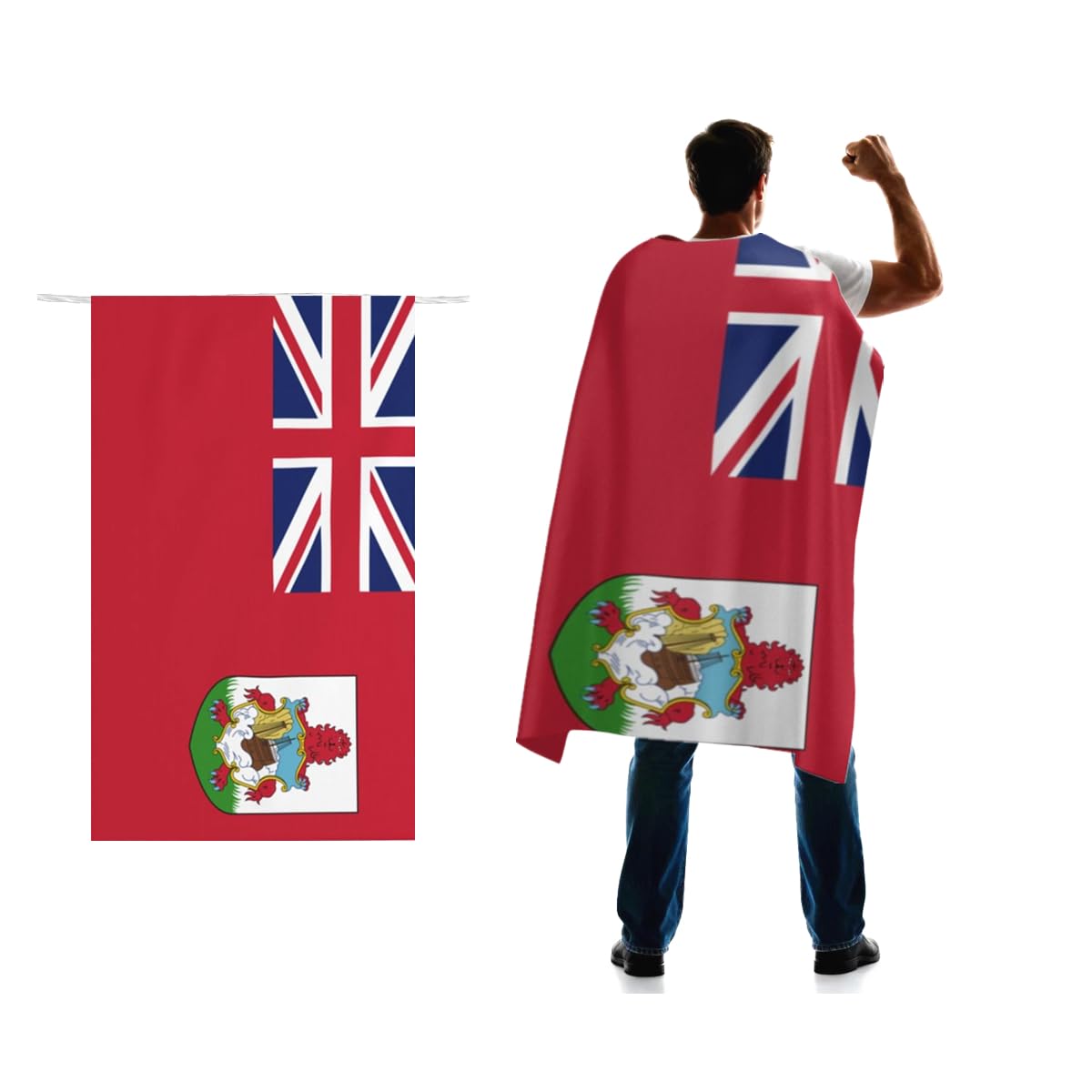Bermuda Flag Cape 3x5 FT for Independence Day Holiday Costumes Celebrati,150D Premium Polyester,Bermudian Patriotic Flags Costume Cloak.