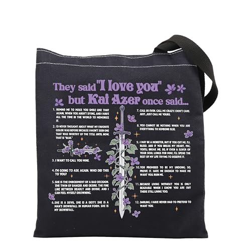 UJIMS Powerless Quote Inspired Tote Bag Special Edition Book Fans Gift Fantasty Book Merch Powerless Dagger and Flower Bag (PowerlessBag)