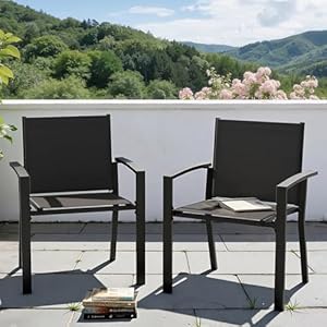 UDPATIO Gartenstühle Stapelbar 2er Set, Gartenstuhl Hochlehner, Balkonstuhl Wetterfest, Stapelstühle, Terrassenstühle Wetterfest 160kg Belastbar, Garten Stühle für Balkon, Terrasse, Anthrazit