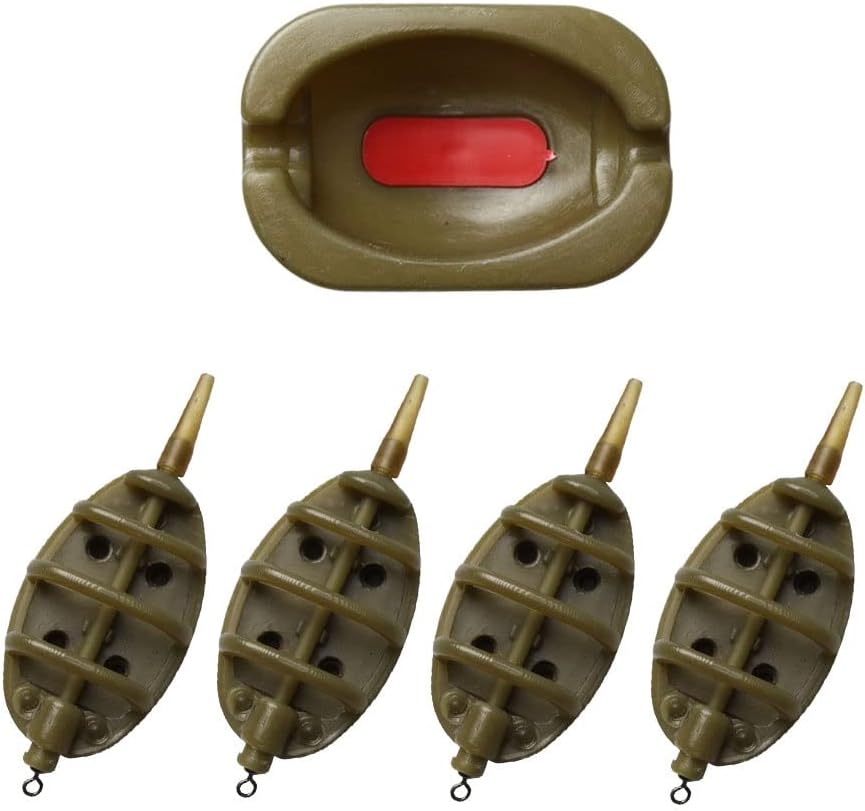 Inline Method Feeder Set Carp Fishing Tackle 4 Inline Method Feeders with 1 Rubber Mould Carp Fishing Accessories