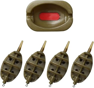 Inline Method Feeder Set Carp Fishing Tackle 4 Inline Method Feeders with 1 Rubber Mould Carp Fishing Accessories