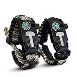 Starcamp Paracord Survival Bracelet Loud Whistle Emergency Compass Survival Fire Starter Scraper Accessories for Hiking and Camping 2-Pack (Camo+Black)