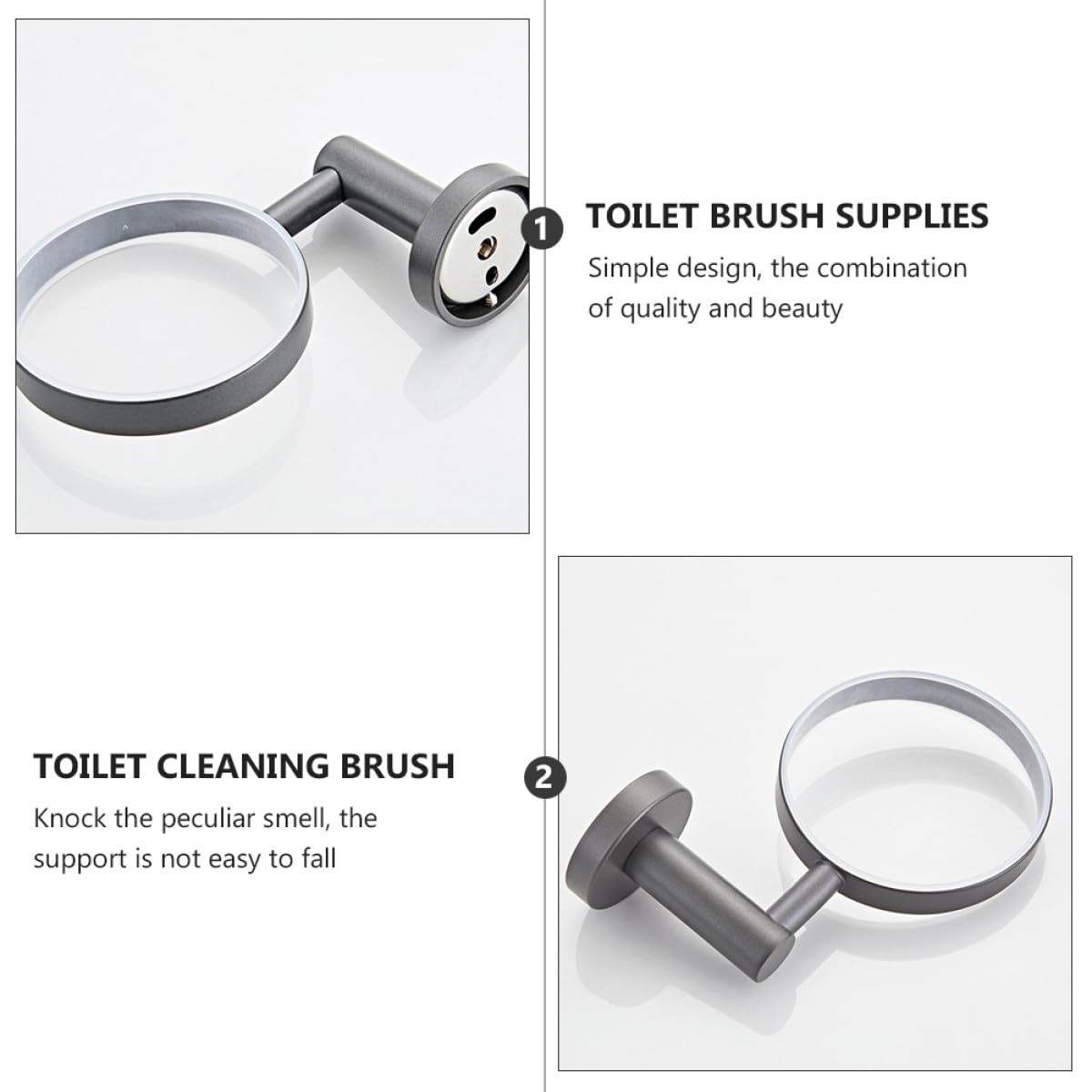 IMIKEYA Escobilla de Baño para Inodoro con Base Redonda de Vidrio Mate, Diseño Simple y Moderno, Fácil de Colgar en Pared, Adecuado para Limpieza Eficaz Caídas