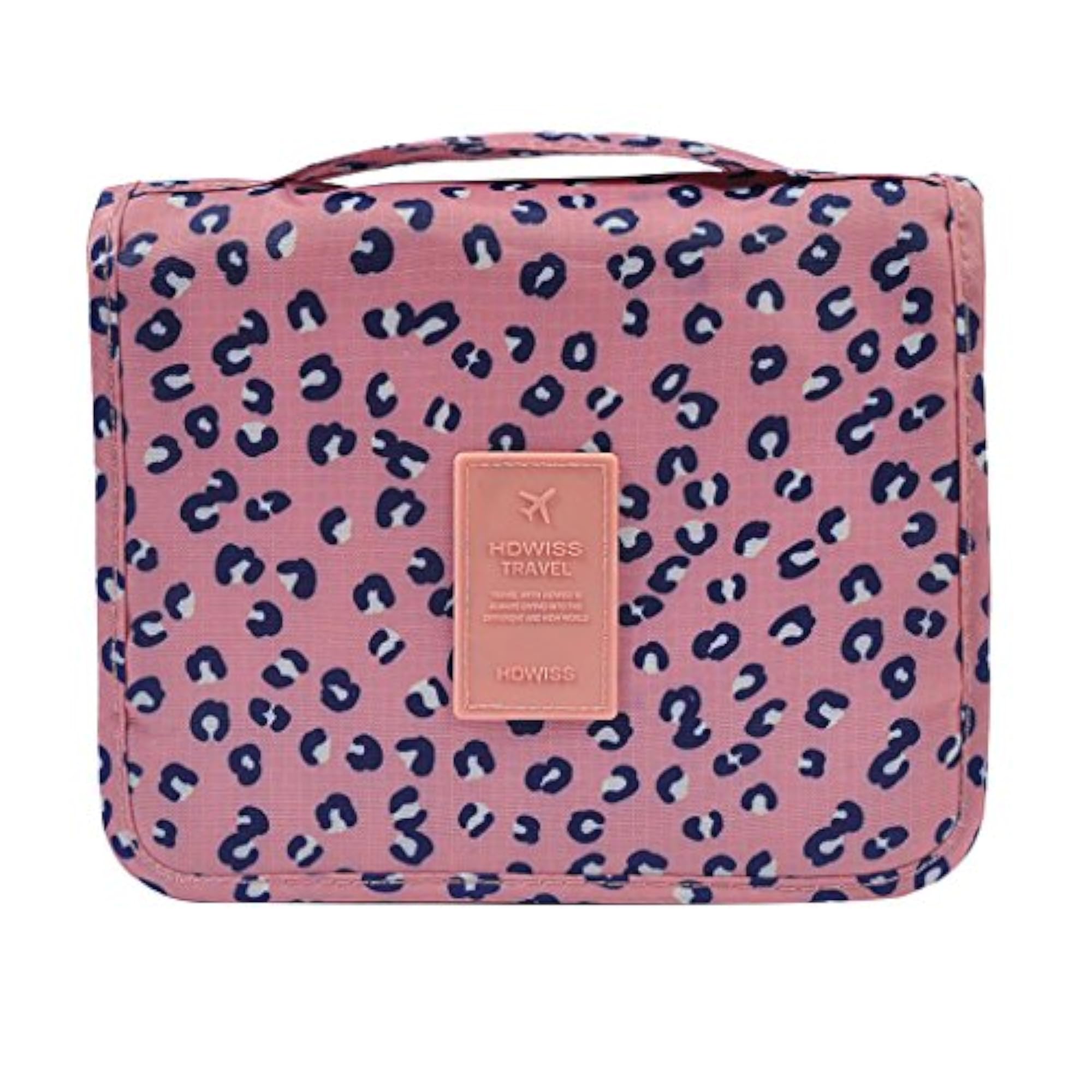 Travel Toiletry Unisex Makeup Cosmetic Storage Wash Bag, Pink Leopard