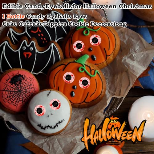 GAROMIA Zucker Augen 85g Halloween Tortendeko Augen Kuchen Cupcake Topper Essbare Zuckeraugen Deko für Cookies Muffins Törtchen Cupcakes Halloween Weihnachten Kinder Geburtstage
