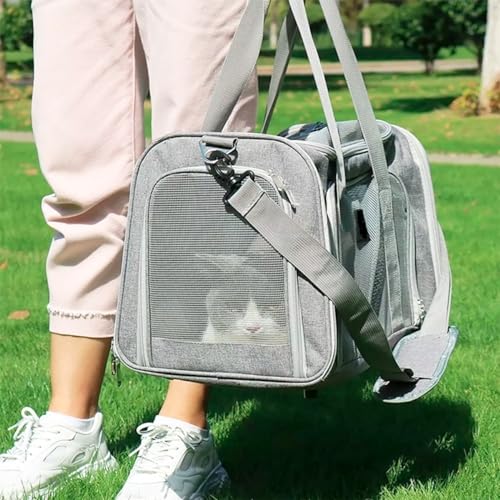 Bolsa de Transporte Para Pet Cachorros e Gatos com Ventilação Viagem Avião Passeio (Cinza)