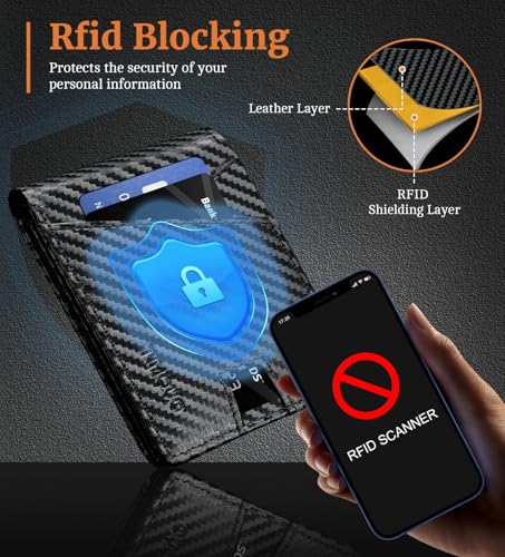 TiMOVO Slim Wallet for Men with RFID Blocking, Leather Bifold Wallet with 2 ID Window, Multifunct Quick Slot Design with Gift Box, Black Stripes4