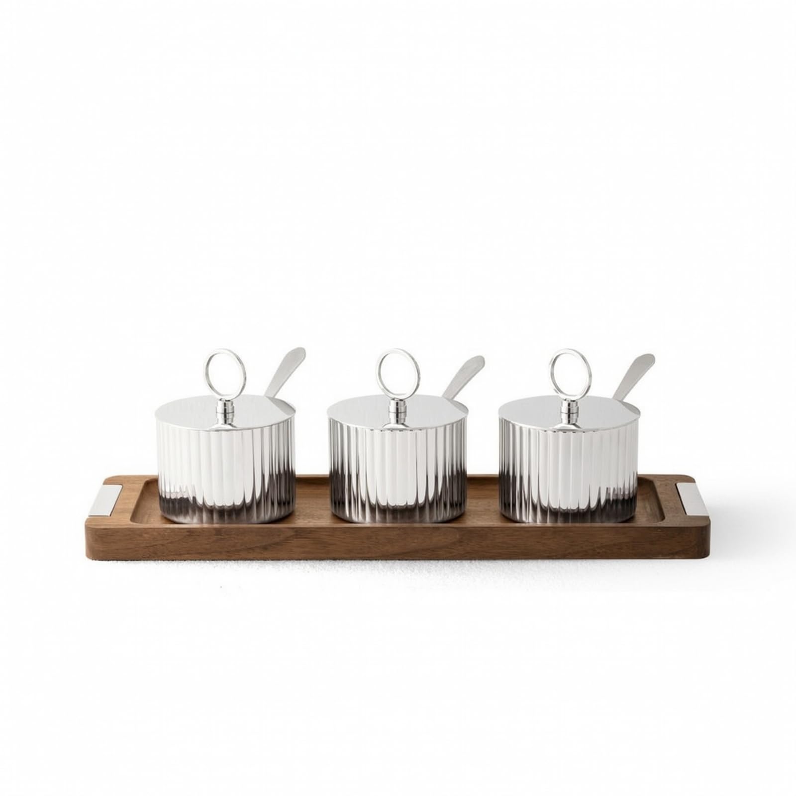 Gewürzbehälter mit tablett modern Gewürzdosen mit Löffel dekorativ Gewürzdose Löffel für Küche, Restaurant, Edelstahl, Dreiteiliges Set